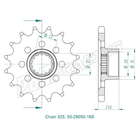 Pignon de sortie de boite 525 allégé MV AGUSTA SRT Sprockets Geprüft